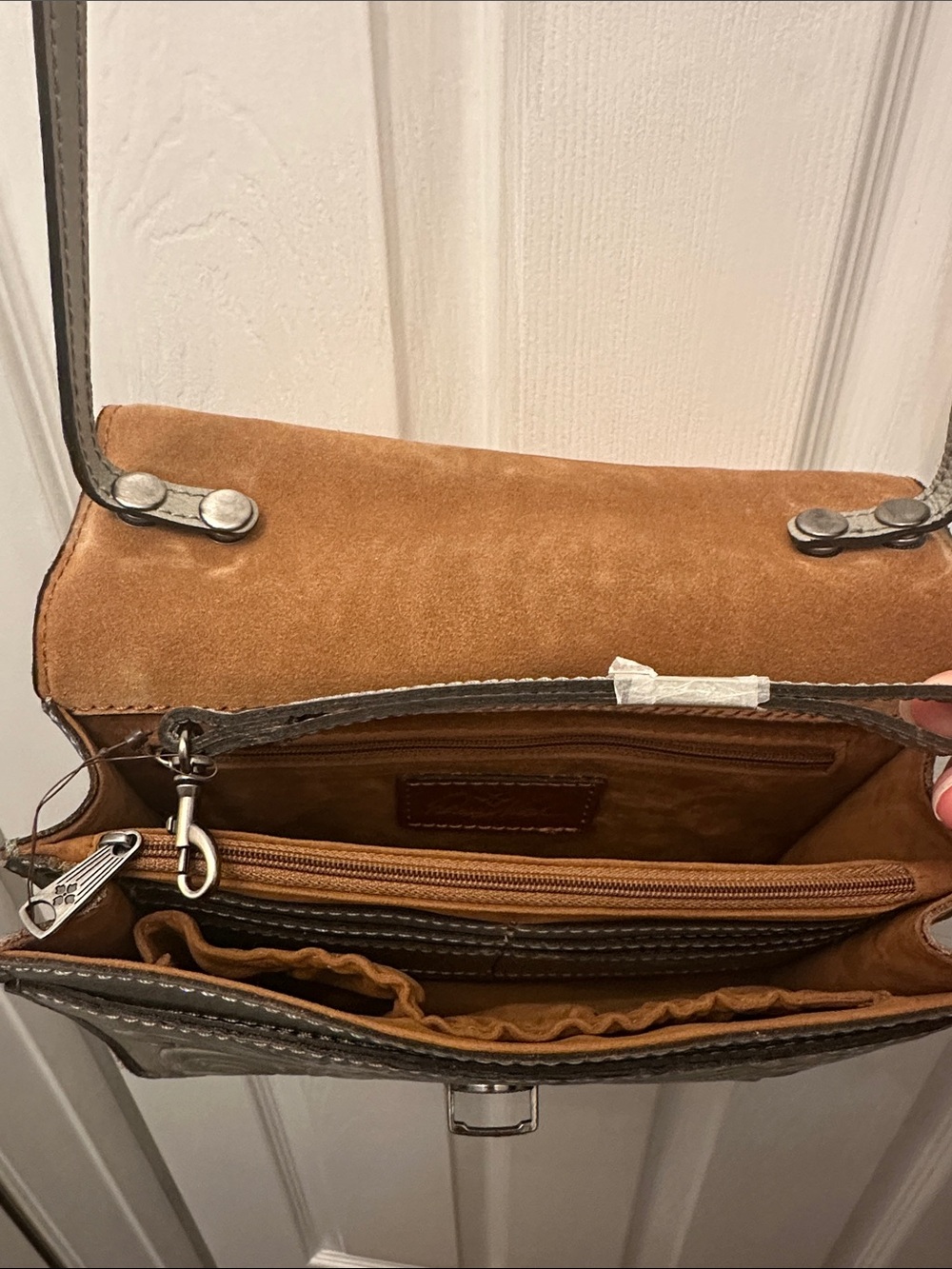 Patricia Nash Embossed Leather Crossbody in Gray - Picture 8 of 9